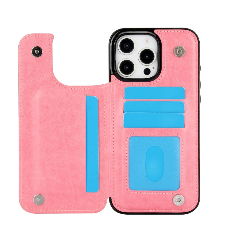 For iPhone 16 Pro Double Buckle Butterfly Embossing PU Phone Case