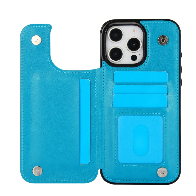 For iPhone 16 Pro Double Buckle Butterfly Embossing PU Phone Case