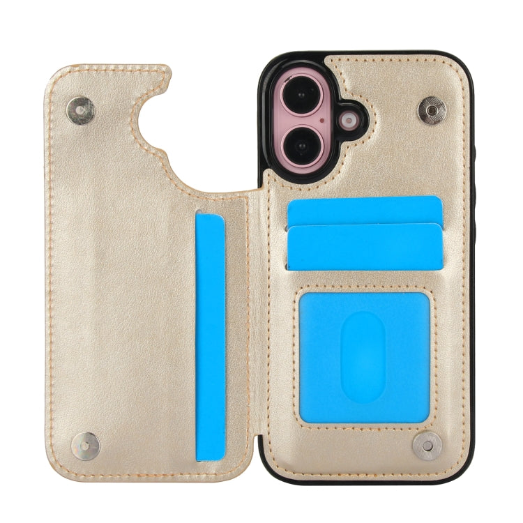 For iPhone 16 Plus Double Buckle Butterfly Embossing PU Phone Case
