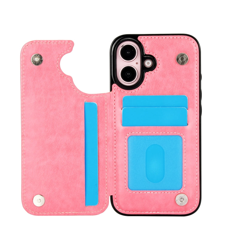 For iPhone 16 Double Buckle Butterfly Embossing PU Phone Case
