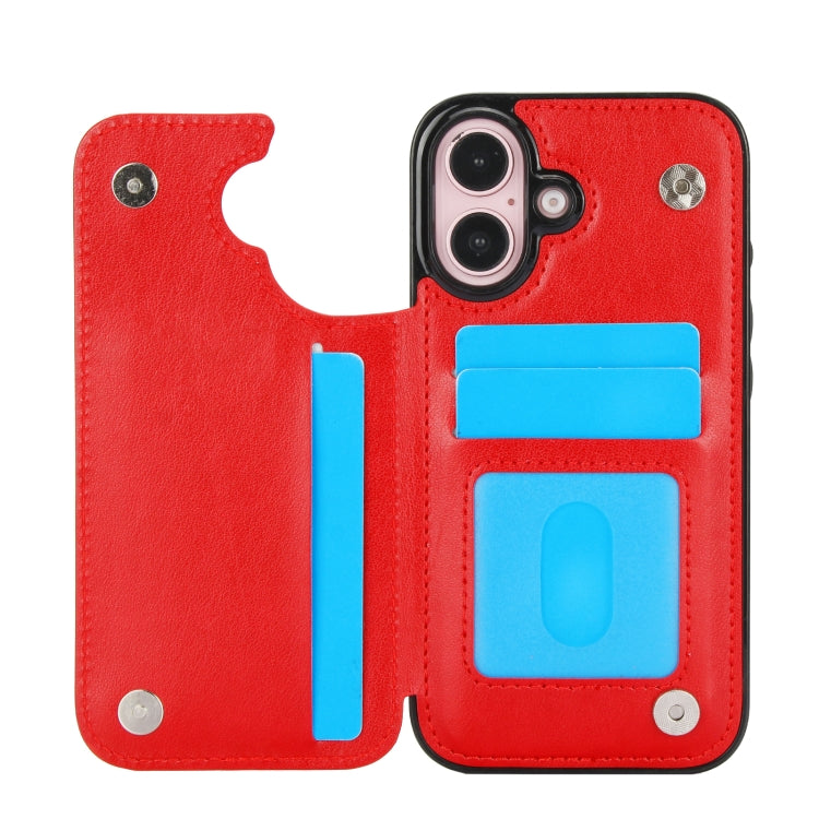 For iPhone 16 Double Buckle Butterfly Embossing PU Phone Case