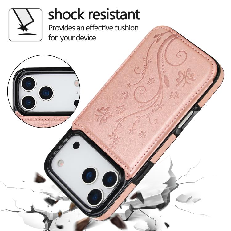 For iPhone 17 Pro Double Buckle Butterfly Embossing PU Phone Case