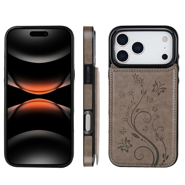 For iPhone 17 Pro Double Buckle Butterfly Embossing PU Phone Case