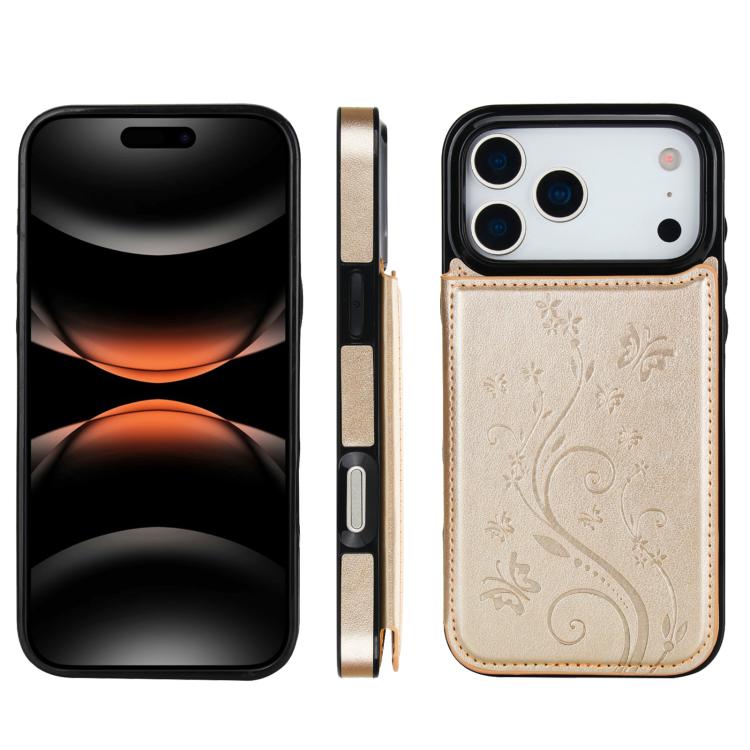 For iPhone 17 Pro Double Buckle Butterfly Embossing PU Phone Case