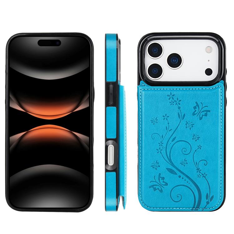 For iPhone 17 Pro Double Buckle Butterfly Embossing PU Phone Case