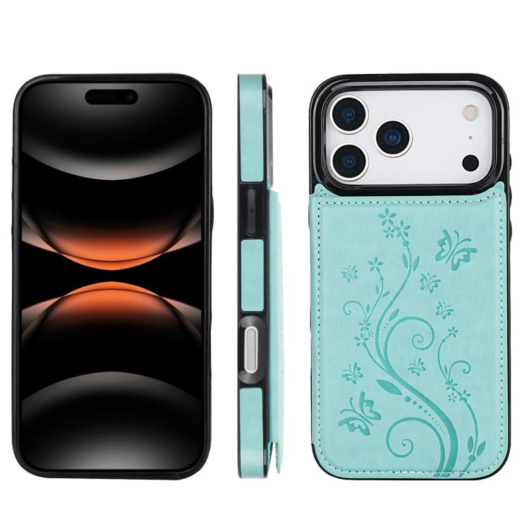 For iPhone 17 Pro Double Buckle Butterfly Embossing PU Phone Case
