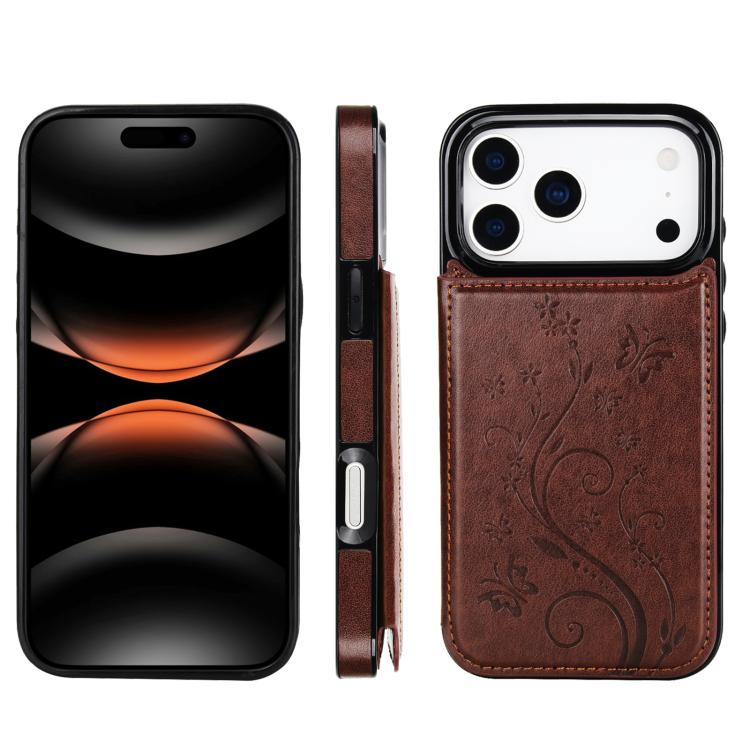 For iPhone 17 Pro Double Buckle Butterfly Embossing PU Phone Case