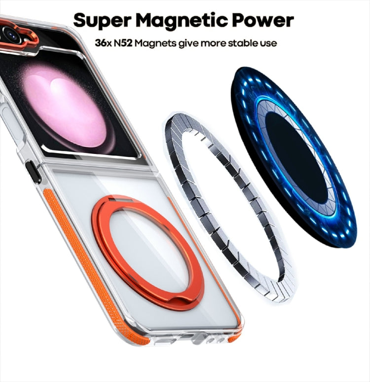 For Samsung Galaxy Z Flip6/7 FE Dual-Color Clear Acrylic Hybrid TPU 360 Rotating Holder Phone Case