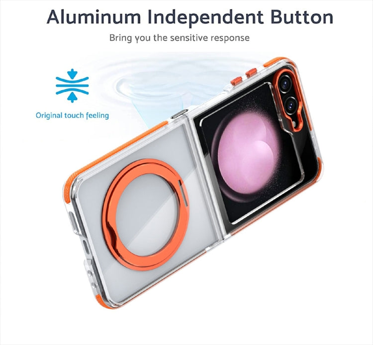 For Samsung Galaxy Z Flip6/7 FE Dual-Color Clear Acrylic Hybrid TPU 360 Rotating Holder Phone Case