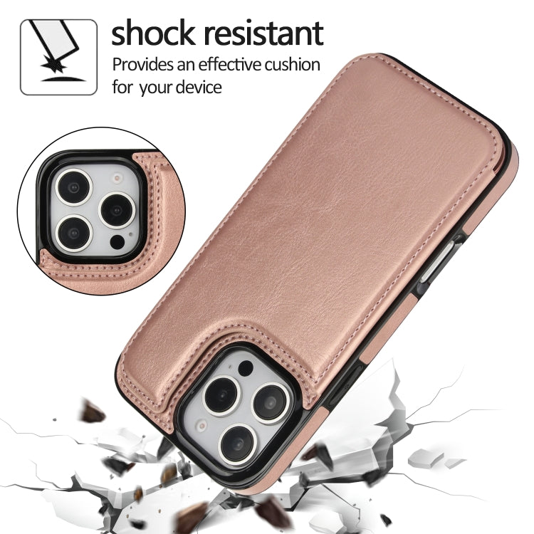 For iPhone 16 Pro Max Double Buckle Crazy Horse Texture PU Phone Case