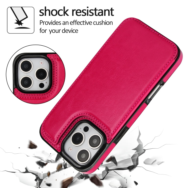For iPhone 16 Pro Max Double Buckle Crazy Horse Texture PU Phone Case