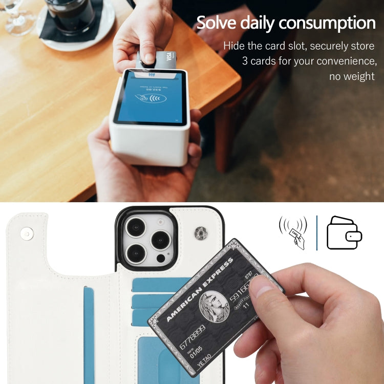 For iPhone 16 Pro Double Buckle Crazy Horse Texture PU Phone Case