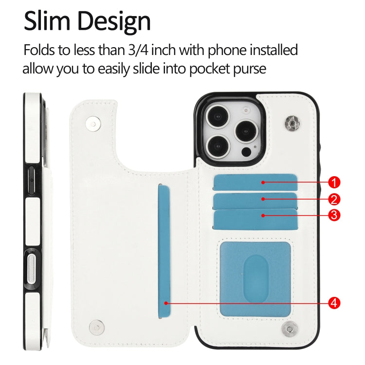For iPhone 16 Pro Double Buckle Crazy Horse Texture PU Phone Case