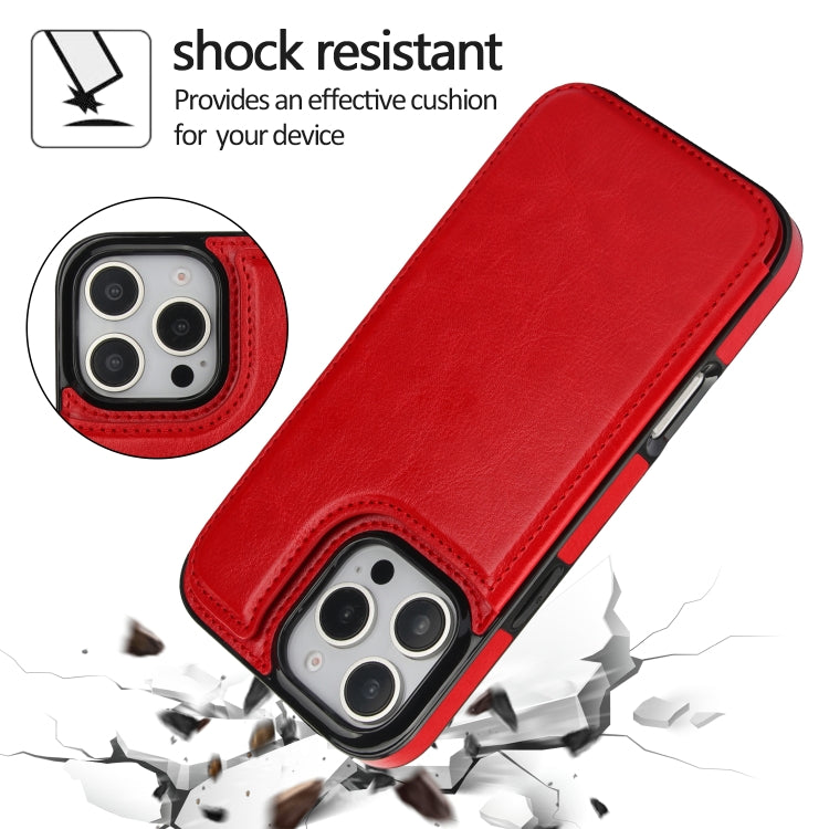 For iPhone 16 Pro Double Buckle Crazy Horse Texture PU Phone Case