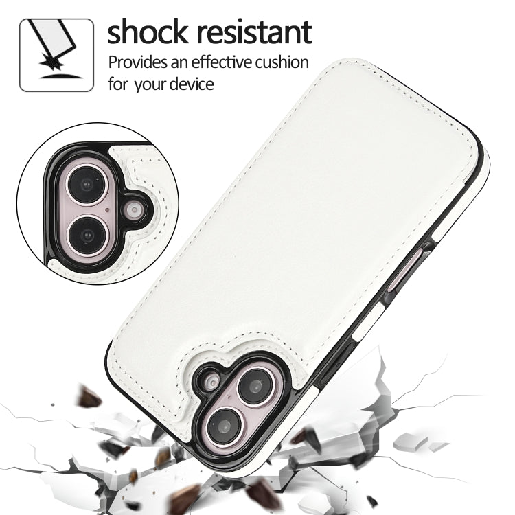 For iPhone 16 Plus Double Buckle Crazy Horse Texture PU Phone Case
