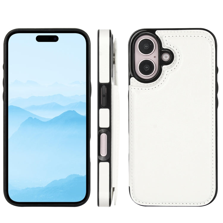 For iPhone 16 Double Buckle Crazy Horse Texture PU Phone Case