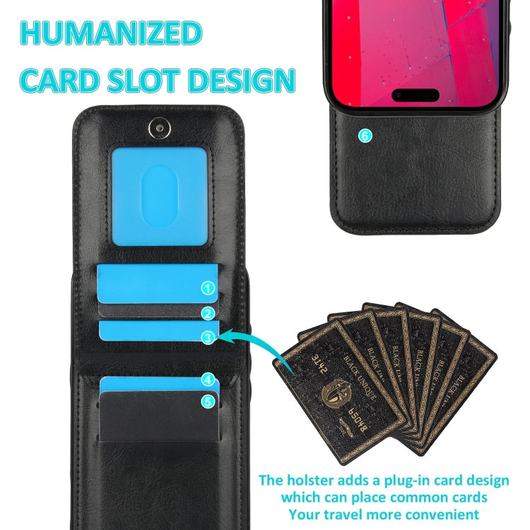 For iPhone 16 Pro Max Solid Color Card Slots Bracket PU Phone Case