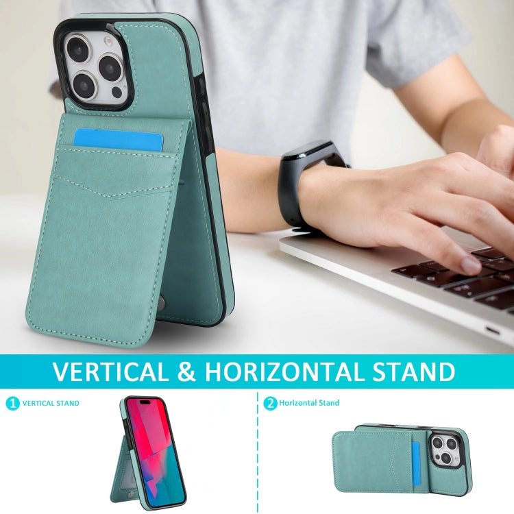For iPhone 16 Pro Max Solid Color Card Slots Bracket PU Phone Case