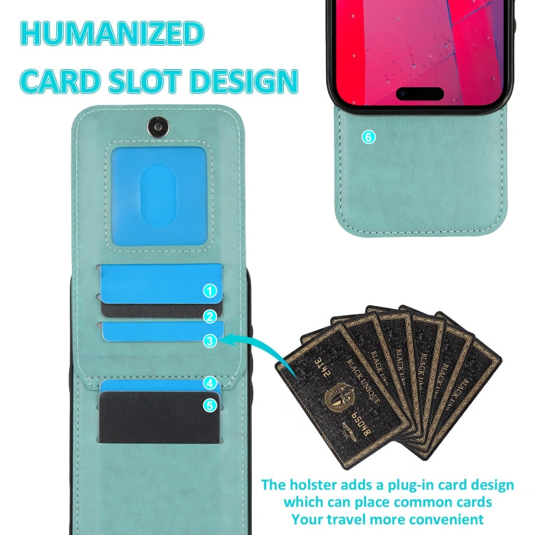 For iPhone 16 Pro Max Solid Color Card Slots Bracket PU Phone Case