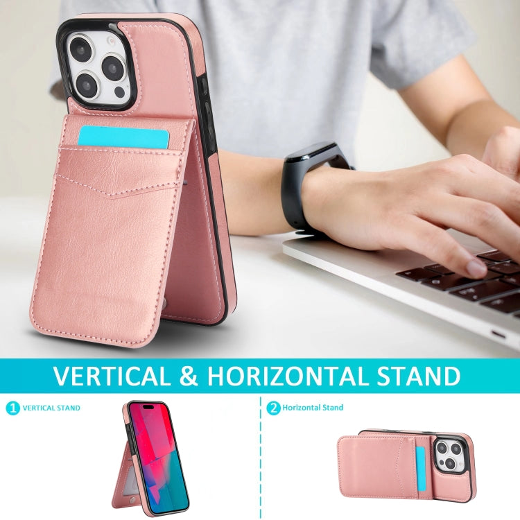 For iPhone 16 Pro Max Solid Color Card Slots Bracket PU Phone Case