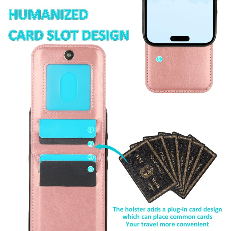 For iPhone 16 Plus Solid Color Card Slots Bracket PU Phone Case