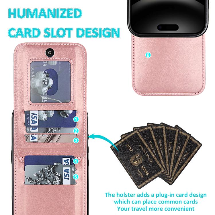 For iPhone 17 Pro Max Solid Color Card Slots Bracket PU Phone Case