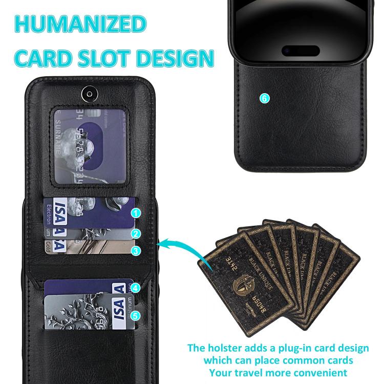 For iPhone 17 Pro Solid Color Card Slots Bracket PU Phone Case
