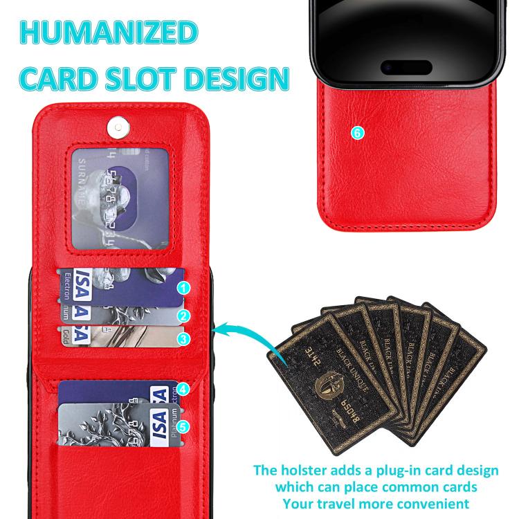 For iPhone 17 Pro Solid Color Card Slots Bracket PU Phone Case