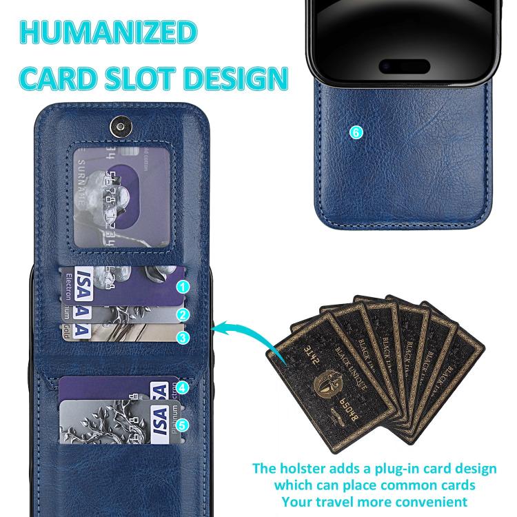 For iPhone 17 Pro Solid Color Card Slots Bracket PU Phone Case