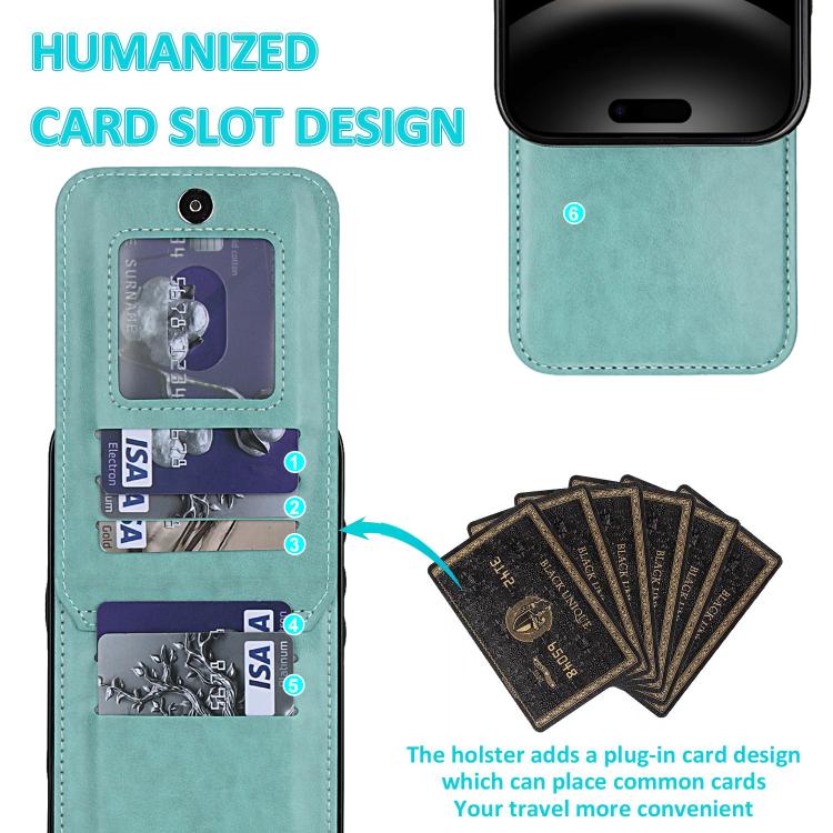 For iPhone 17 Pro Solid Color Card Slots Bracket PU Phone Case