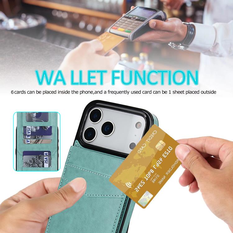 For iPhone 17 Pro Solid Color Card Slots Bracket PU Phone Case