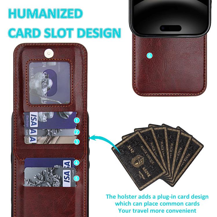 For iPhone 17 Pro Solid Color Card Slots Bracket PU Phone Case