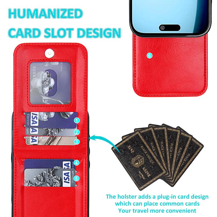 For iPhone Air Solid Color Card Slots Bracket PU Phone Case