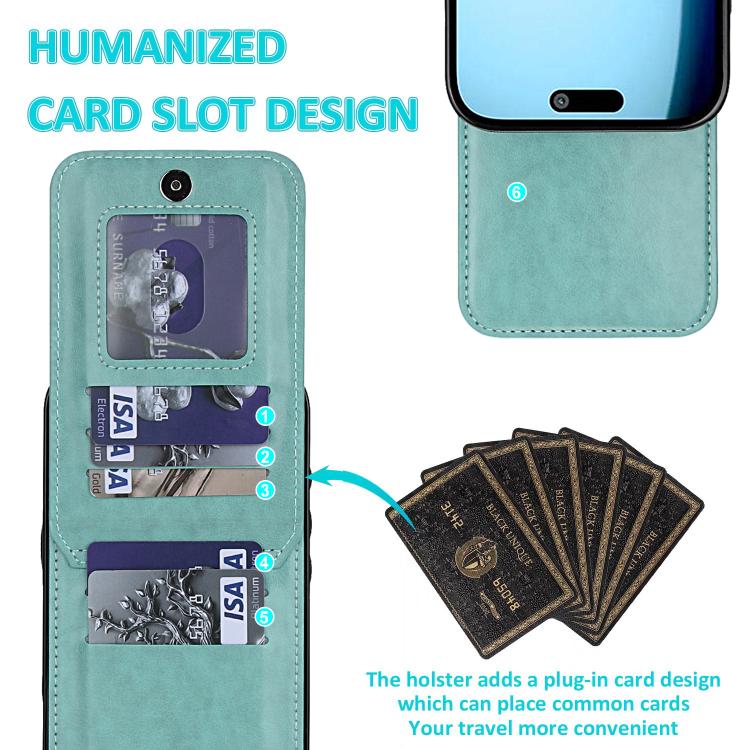 For iPhone Air Solid Color Card Slots Bracket PU Phone Case