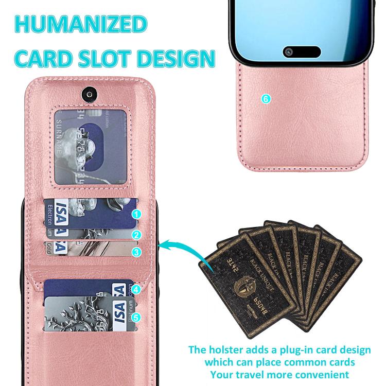 For iPhone Air Solid Color Card Slots Bracket PU Phone Case
