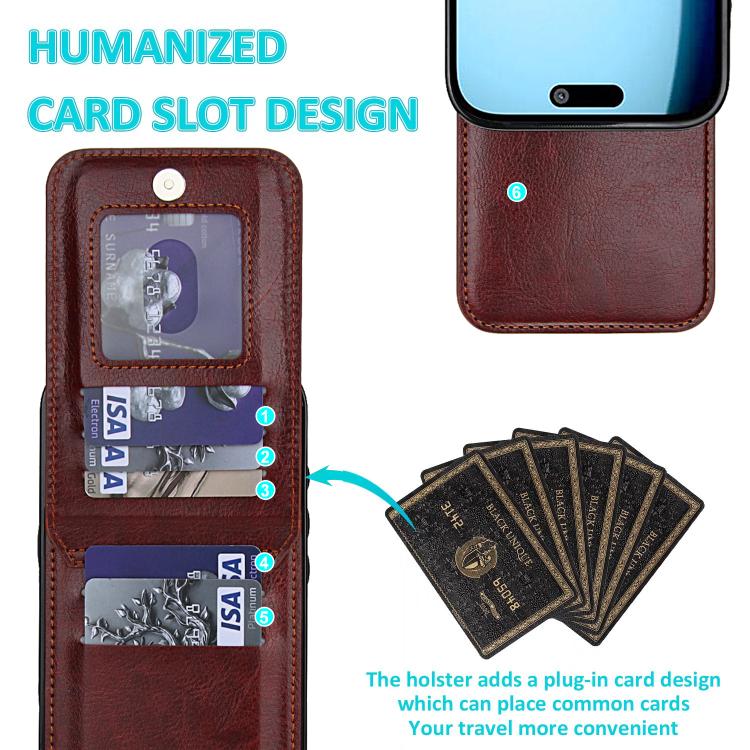 For iPhone Air Solid Color Card Slots Bracket PU Phone Case
