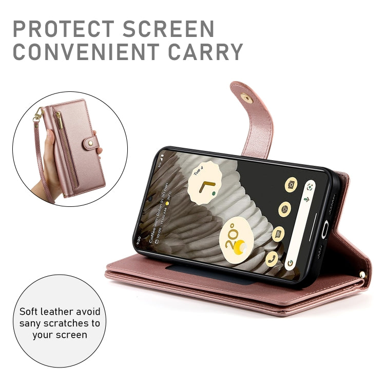 For Google Pixel 7 Pro Nine Card-slot Zipper Wallet Bag Leather Phone Case