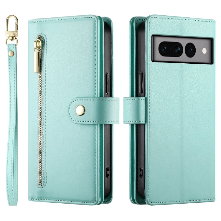 For Google Pixel 7 Pro Nine Card-slot Zipper Wallet Bag Leather Phone Case