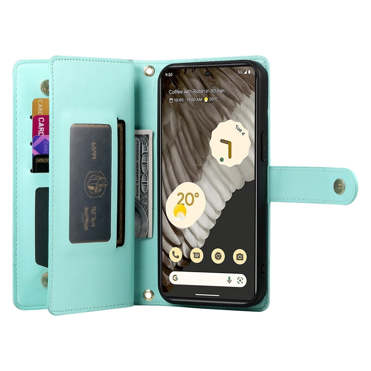 For Google Pixel 7 Pro Nine Card-slot Zipper Wallet Bag Leather Phone Case