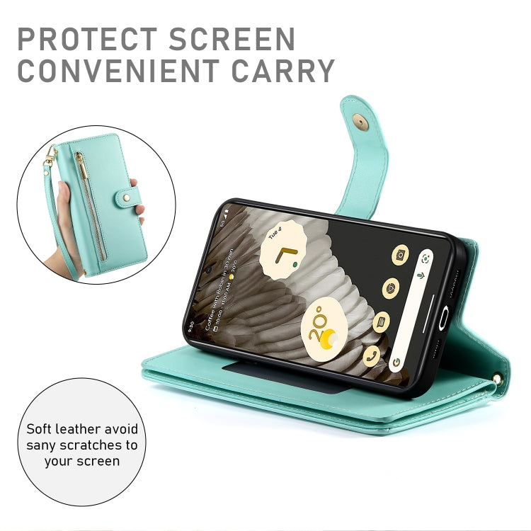 For Google Pixel 7 Pro Nine Card-slot Zipper Wallet Bag Leather Phone Case