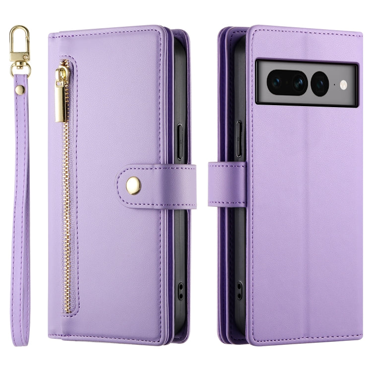 For Google Pixel 7 Pro Nine Card-slot Zipper Wallet Bag Leather Phone Case