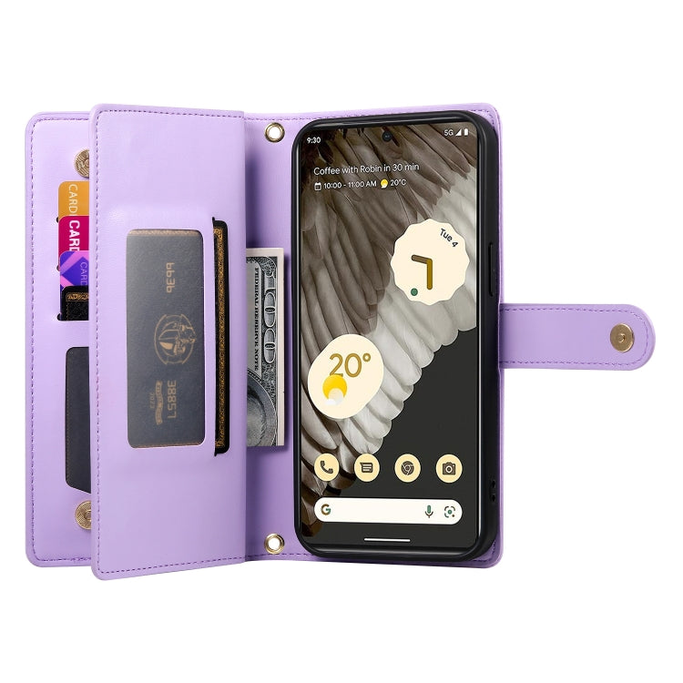 For Google Pixel 7 Pro Nine Card-slot Zipper Wallet Bag Leather Phone Case