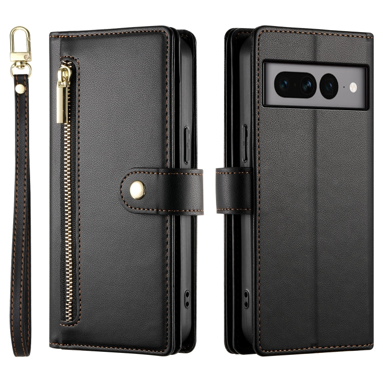 For Google Pixel 7 Pro Nine Card-slot Zipper Wallet Bag Leather Phone Case
