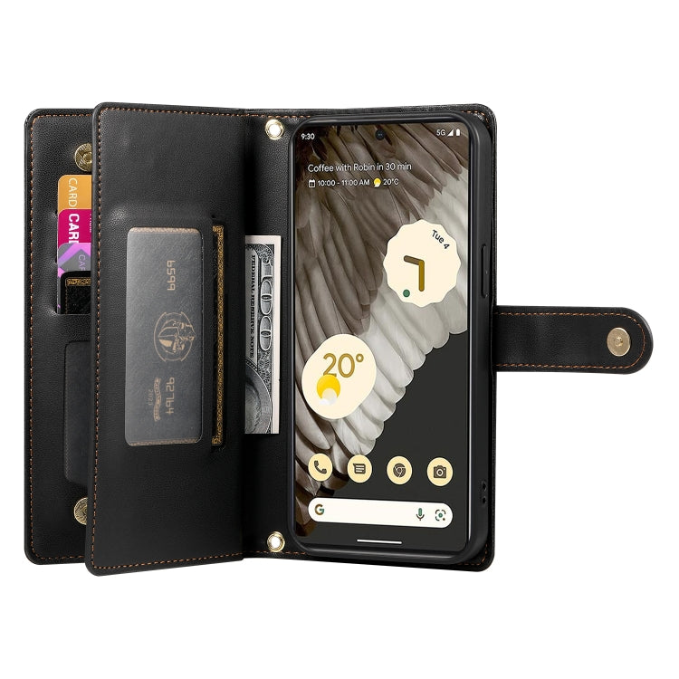 For Google Pixel 7 Pro Nine Card-slot Zipper Wallet Bag Leather Phone Case