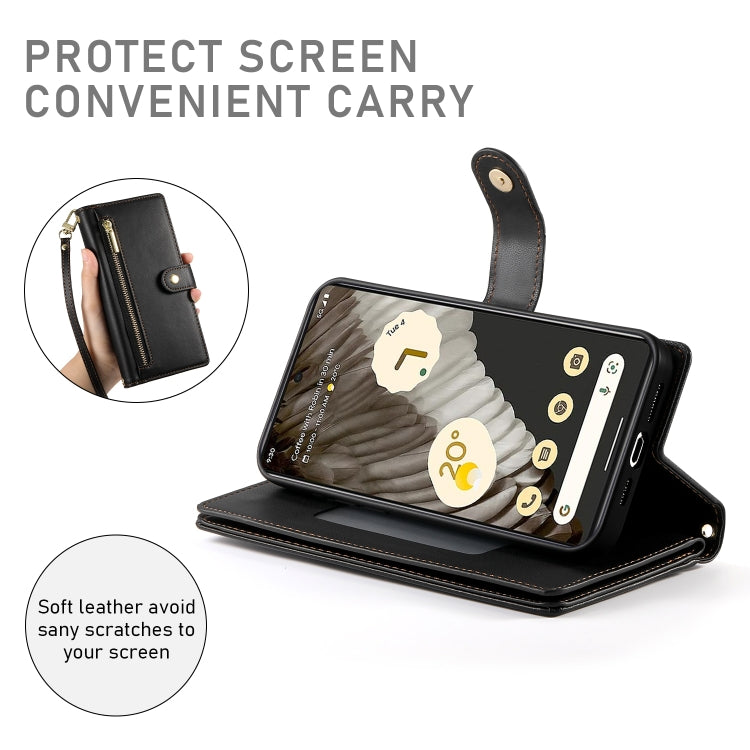 For Google Pixel 7 Pro Nine Card-slot Zipper Wallet Bag Leather Phone Case