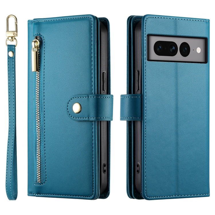 For Google Pixel 7 Pro Nine Card-slot Zipper Wallet Bag Leather Phone Case