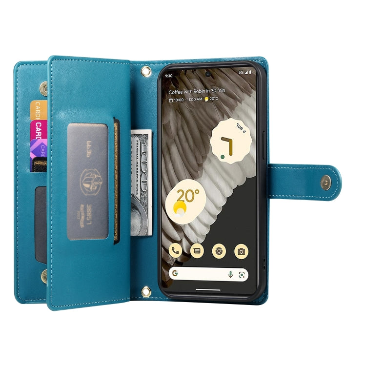 For Google Pixel 7 Pro Nine Card-slot Zipper Wallet Bag Leather Phone Case
