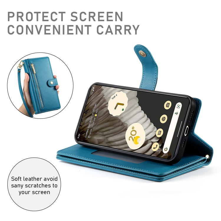 For Google Pixel 7 Pro Nine Card-slot Zipper Wallet Bag Leather Phone Case