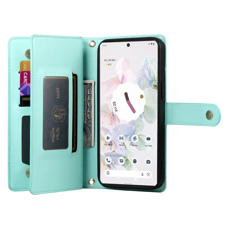For Google Pixel 7a Nine Card-slot Zipper Wallet Bag Leather Phone Case