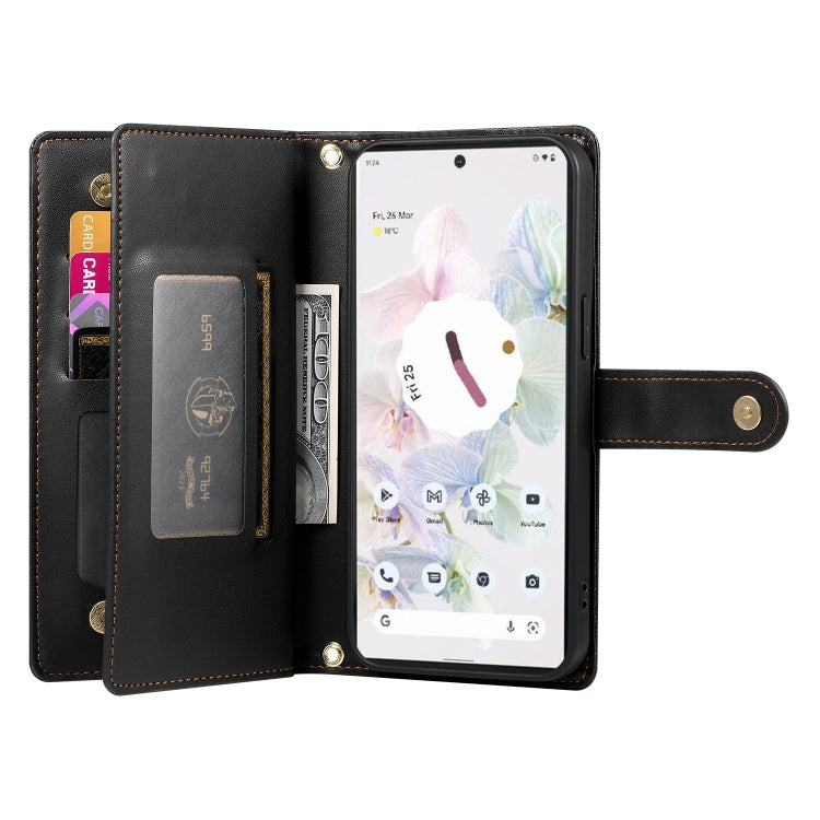 For Google Pixel 7a Nine Card-slot Zipper Wallet Bag Leather Phone Case